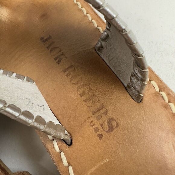 Jack Rogers Palm Beach Navajo Sandals Thong Flip Flops Metallic Silver Sz 7M - Picture 4 of 7